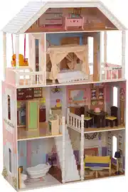 Mejor oferta KidKraft Savannah Casa de muñecas de madera con muebles y accesorios incluidos, 4 pisos, para muñecas de 30 cm , Color Blanco (65023)