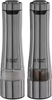 Mejor oferta Russell Hobbs Juego de molinillo eléctrico de sal y pimienta acero cepillado, molinillo ajustable, 23460-56